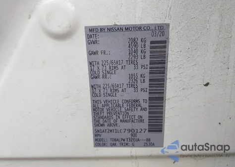 2020 Nissan Rogue S Fwd from USA, damaged, VIN 5N1AT2MT1LC790127